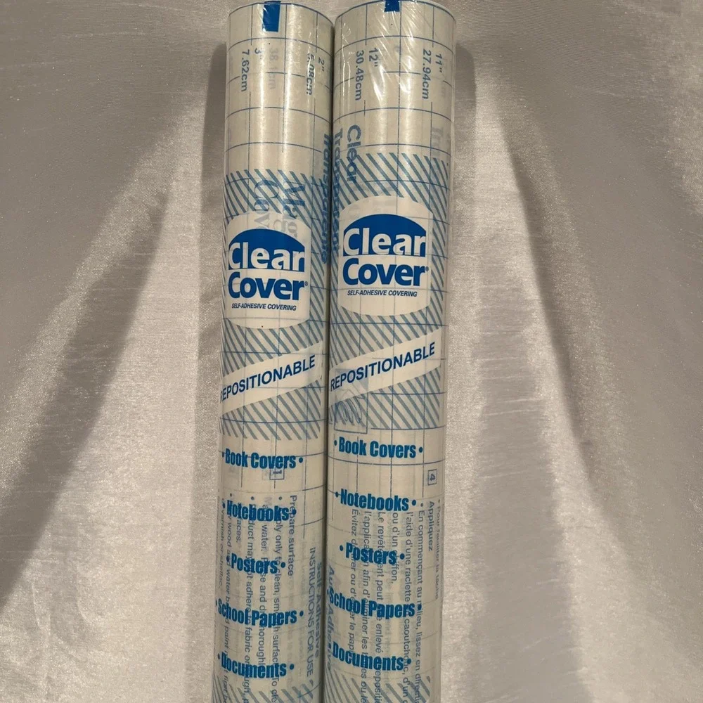 Set of 2 Rolls Con-Tact Paper - Clear Cover Adhesive‎ Covering Removable 18